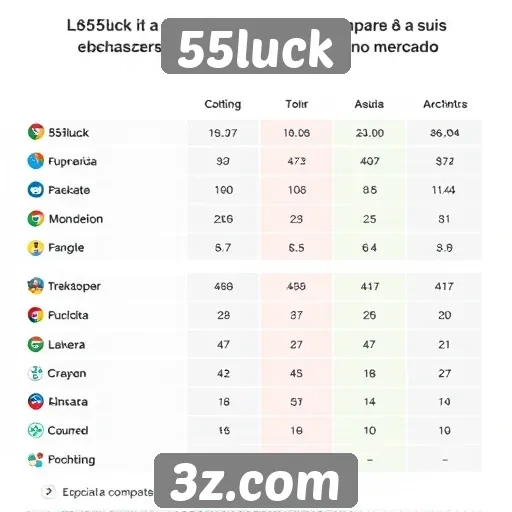 Comparação do 55luck com concorrentes do setor